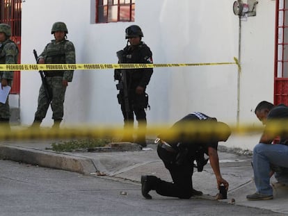 La escena del crimen en Acapulco, Guerrero. 