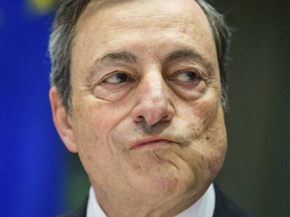 Mario Draghi, presidente del BCE, este lunes en la comisión de Asuntos Económicos de la Eurocámara.