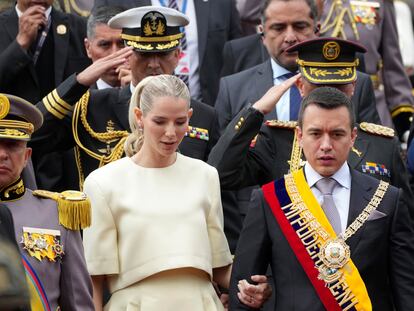 Lavinia Valbonesi y Daniel Noboa, el 23 de noviembre de 2023 en Quito.