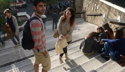 Estudiantes 'erasmus' en la Universidad de Roma.