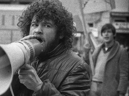 Juanjo García Espartero, en una protesta en la década de los ochenta.