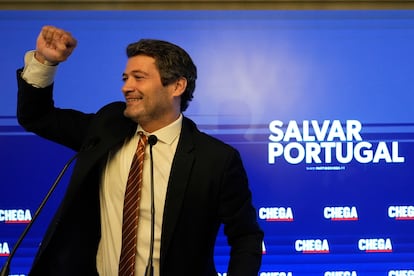 El líder del partido populista de extrema derecha Chega, André Ventura, este lunes.