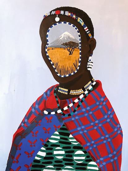 Su lectura gráfica del estilo maasai para la marca. Foto: BERTA PFIRSICH