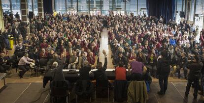 Asamblea de los trabajadores de Autobuses de Barcelona durante la negociaci&oacute;n de su convenio