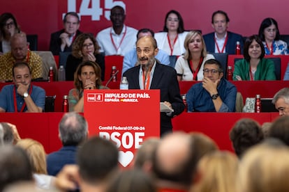 Javier Lambán, secretario general del PSOE de Aragón, el sábado pasado en el Comité Federal del PSOE.