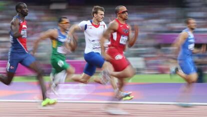 Lemaitre, durante la semifinal de 200m