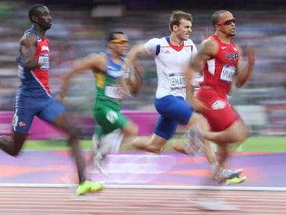 Lemaitre, durante la semifinal de 200m