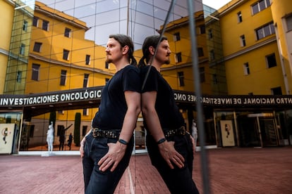 Russian biochemist Mikhail Chesnokov, outside the Spanish National Cancer Research Center, in Madrid