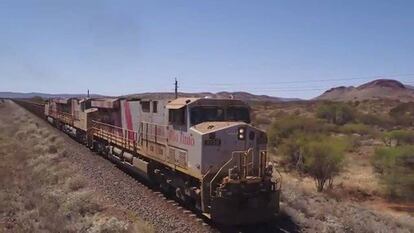 Imagen del primer tren aut&oacute;nomo de carga pesada tomada en Australia.