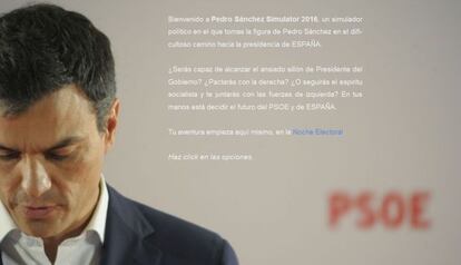 Imatge del joc sobre el procés d'investidura de Pedro Sánchez.