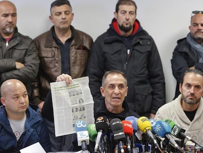 Representantes del comit&eacute; de empresa, en la rueda de prensa de este jueves. 