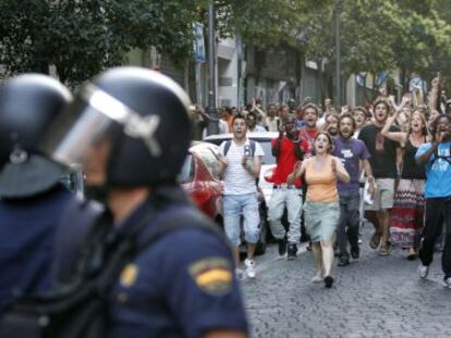 Protesta espontánea de julio ante una intervención policial en Lavapiés.