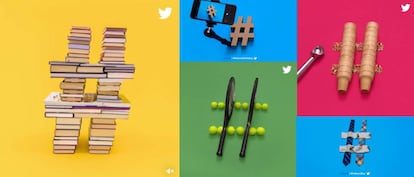 Collage de hashtags encontrados en la página de Facebook de Twitter con motivo del día del libro, el día del selfie, la final de Wimbledon, el día del helado y el día del padre