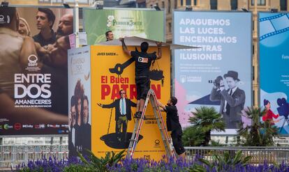 Preparativos para el festival de cine de San Sebastián.