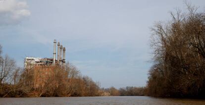 FILE PHOTO - The Duke Energy coal-fired power plant is seen from the Dan River in Eden