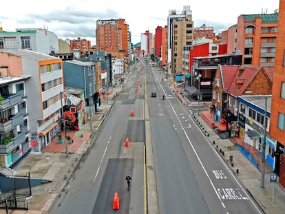 Las calles semivacías de Bogotá (Colombia), esta semana, durante el confinamiento.