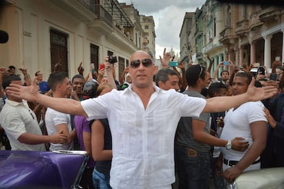 Vin Diesel, a su llegada al desfile de Chanel en La Habana.
