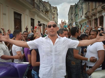 Vin Diesel, a su llegada al desfile de Chanel en La Habana.