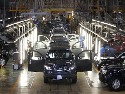 Cadena de montaje de la fábrica de Nissan en la Zona Franca de Barcelona.