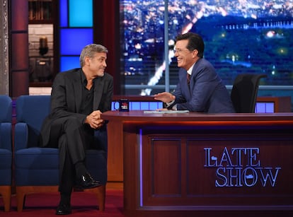 George Clooney fue el primer invitado de 'The Late Show with Stephen Colbert', el 8 de septiembre de 2015.