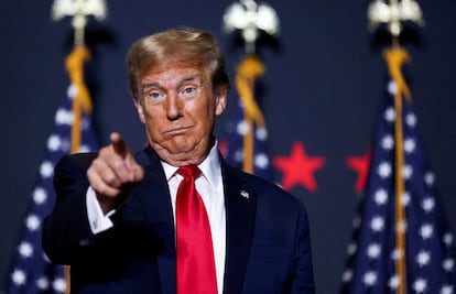 Republican presidential candidate and former president Donald Trump, at a campaign event in North Charleston, South Carolina, U.S., February 14, 2024