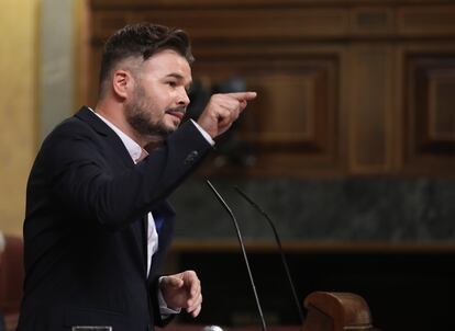 El portavoz de ERC, Gabriel Rufián, en el Congreso.