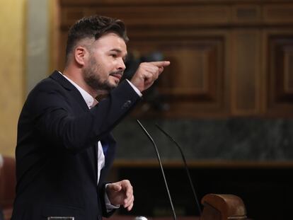 El portavoz de ERC, Gabriel Rufián, en el Congreso.