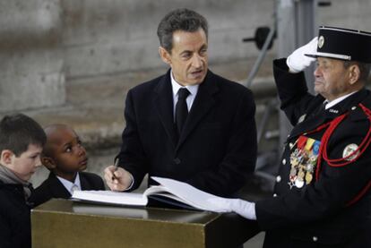 Nicolas Sarkozy en un acto de conmemoración del armisticio de la I Guerra Mundial.