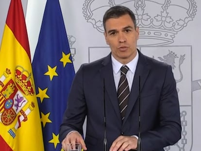 Pedro Sánchez during Saturday's press conference.