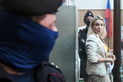 Marina Ovsyannikova, durante un juicio en Moscú el pasado 11 de agosto. 