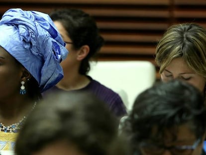 Varias asistentes al Congreso Internacional sobre Mutilación Genital, este viernes en Madrid