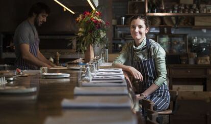 La chef mexicana Elena Reygadas en su restaurante Lardo. 