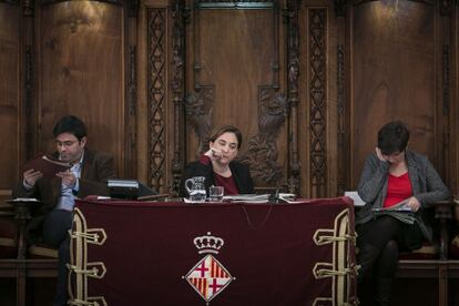 Gerardo Pisarello, Ada Colau i Laia Ortiz.