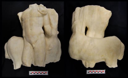 Estatua de Dioscuro, encontrada en la villa romana.
