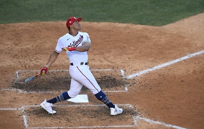 All-Star Game 2022: Juan Soto conecta uno de sus cuadrangulares la noche del lunes en el estadio de los Dodgers