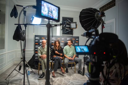 Tosar, Cruz y Botto, en las entrevistas televisivas de las 14.00 en el hotel.