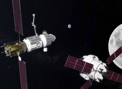 Prototipo de la base en la órbita lunar.