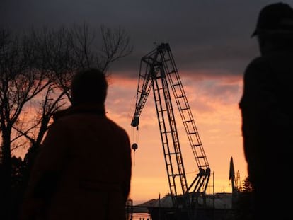 Obreros en los astilleros de Navantia en Ferrol