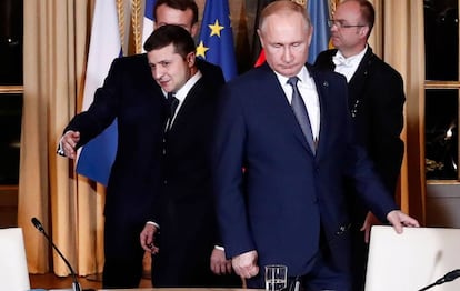 Vladimir Putin, este lunes en París.