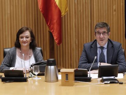 Cristina Herrero y Patxi López, este martes.