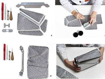 Proceso de elaboración artesanal de uno de los bolsos Puzzle de Loewe.