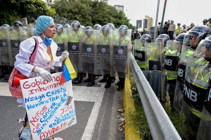 Protesta por la falta de medicinas, en febrero en Caracas.