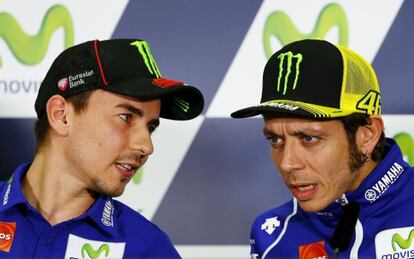 Jorge Lorenzo y Valentino Rossi, en Alca&ntilde;iz.