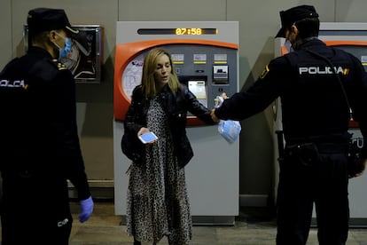 A commuter in Santa Justa station in Seville on Monday.