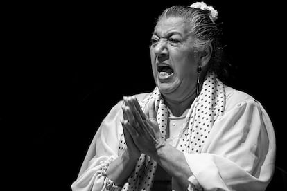 Paco Sánchez combinaba su trabajo como locutor musical y después como directivo con su pasión por la fotografía. En la imagen, Juana la del Pipa, en Jerez (2019).