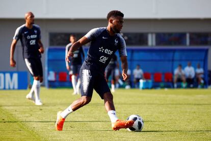Thomas Lemar durante un entrenamiento de Francia.