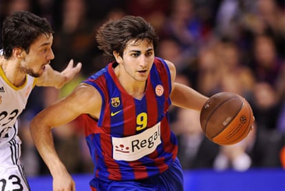 Ricky Rubio, durante un partido de esta temporada ante el Madrid.