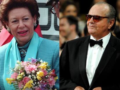 La princesa Margarita de Inglaterra y el actor Jack Nicholson.