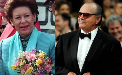 La princesa Margarita de Inglaterra y el actor Jack Nicholson.