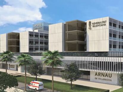 Figuración del nuevo hospital Arnau de Vilanova, presentado este jueves por Ximo Puig.